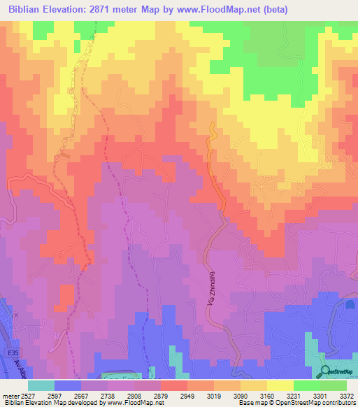 Biblian,Ecuador Elevation Map