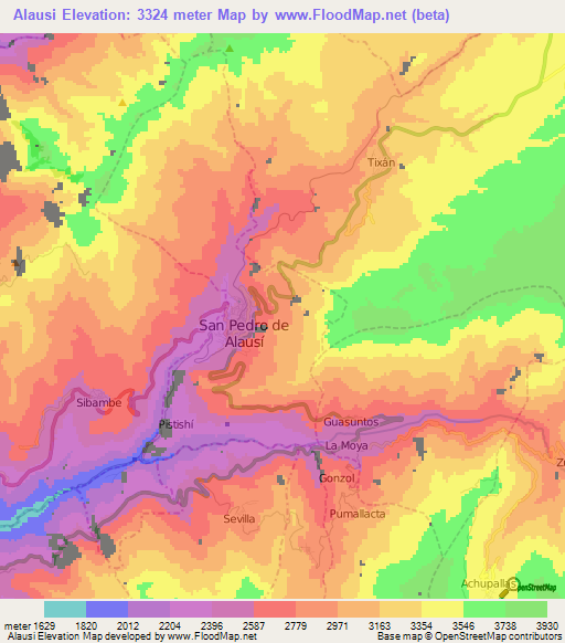 Alausi,Ecuador Elevation Map