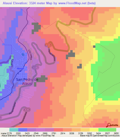 Alausi,Ecuador Elevation Map