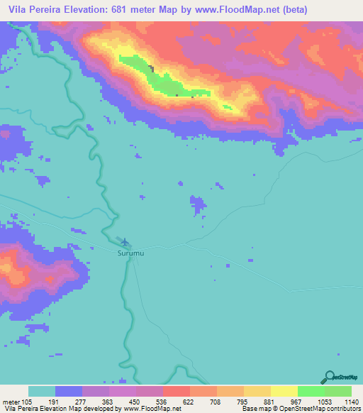 Vila Pereira,Brazil Elevation Map