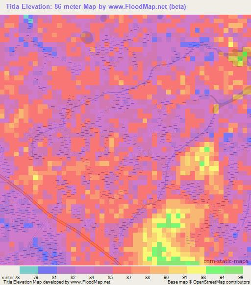 Titia,Brazil Elevation Map