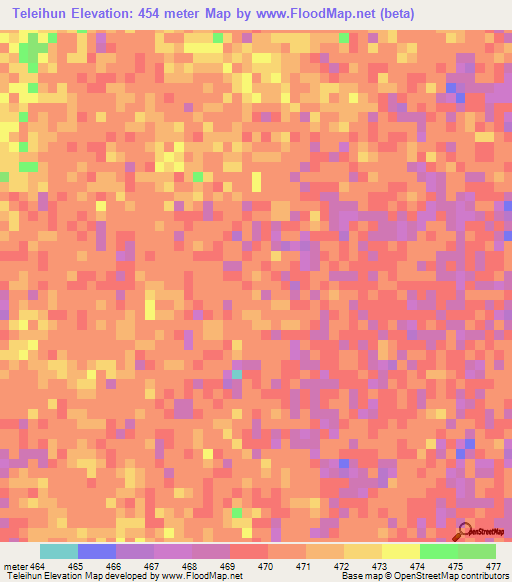 Teleihun,Sudan Elevation Map