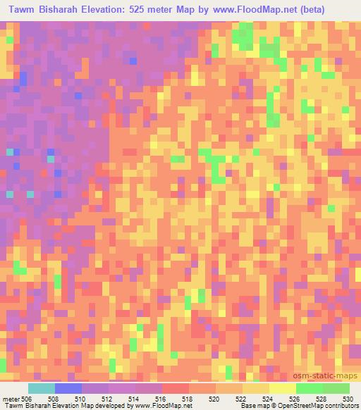 Tawm Bisharah,Sudan Elevation Map