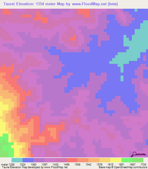 Taurei,Sudan Elevation Map