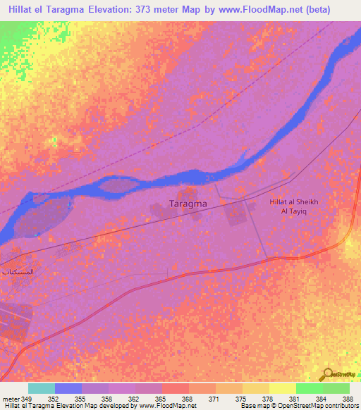 Hillat el Taragma,Sudan Elevation Map