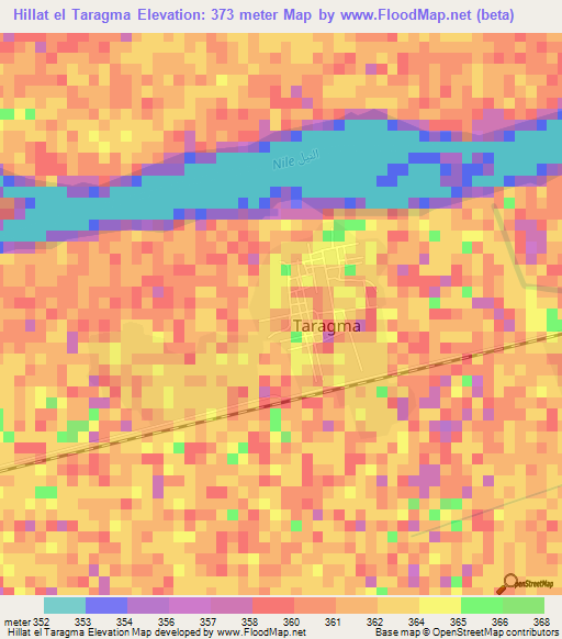 Hillat el Taragma,Sudan Elevation Map