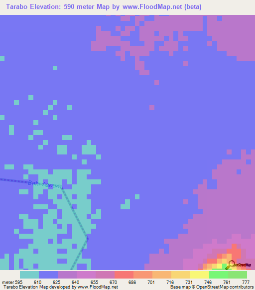 Tarabo,Sudan Elevation Map