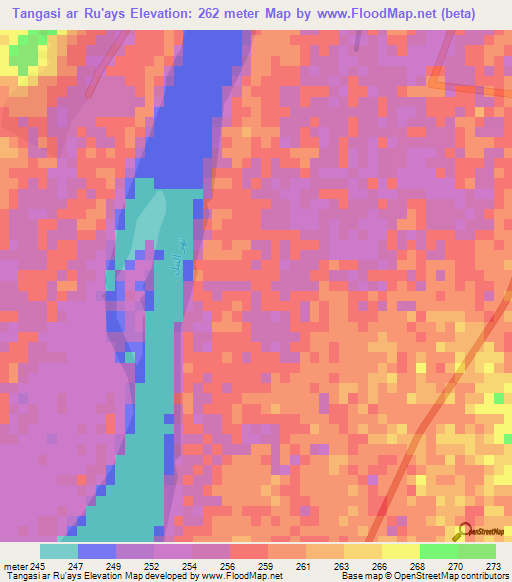 Tangasi ar Ru'ays,Sudan Elevation Map