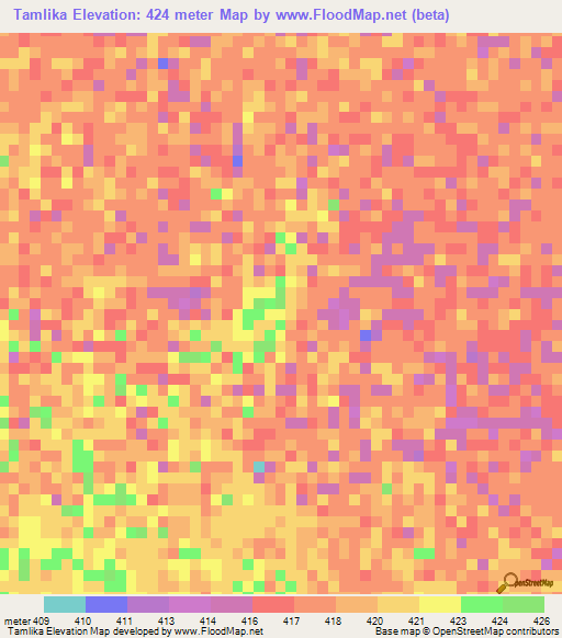 Tamlika,Sudan Elevation Map