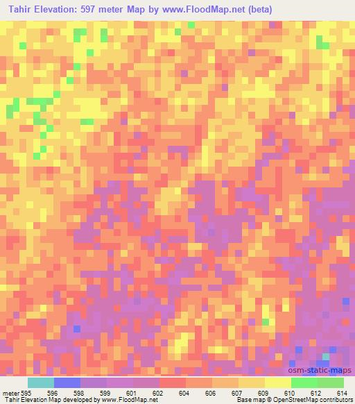 Tahir,Sudan Elevation Map