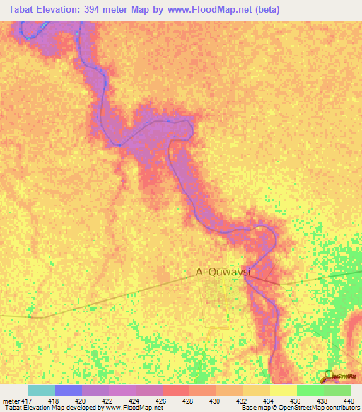 Tabat,Sudan Elevation Map