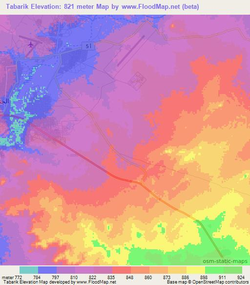 Tabarik,Sudan Elevation Map
