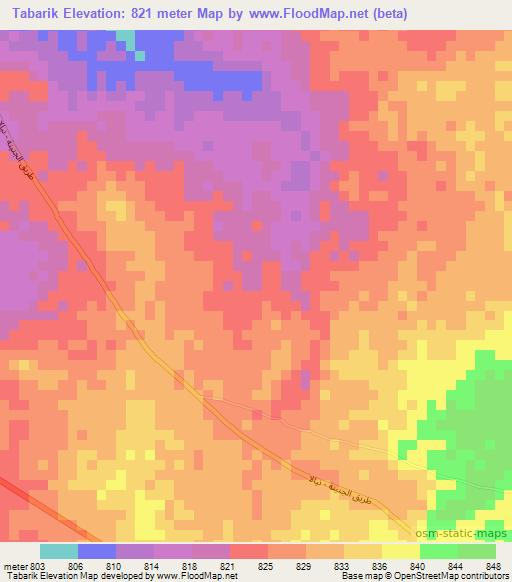 Tabarik,Sudan Elevation Map