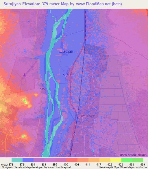 Surujiyah,Sudan Elevation Map