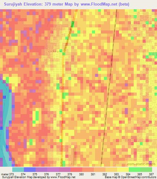 Surujiyah,Sudan Elevation Map