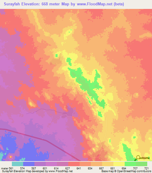 Surayfah,Sudan Elevation Map