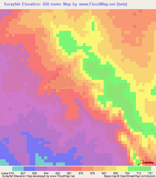 Surayfah,Sudan Elevation Map