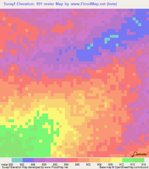 Surayf,Sudan Elevation Map