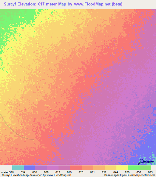 Surayf,Sudan Elevation Map