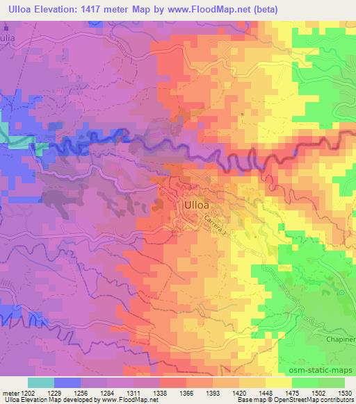 Ulloa,Colombia Elevation Map
