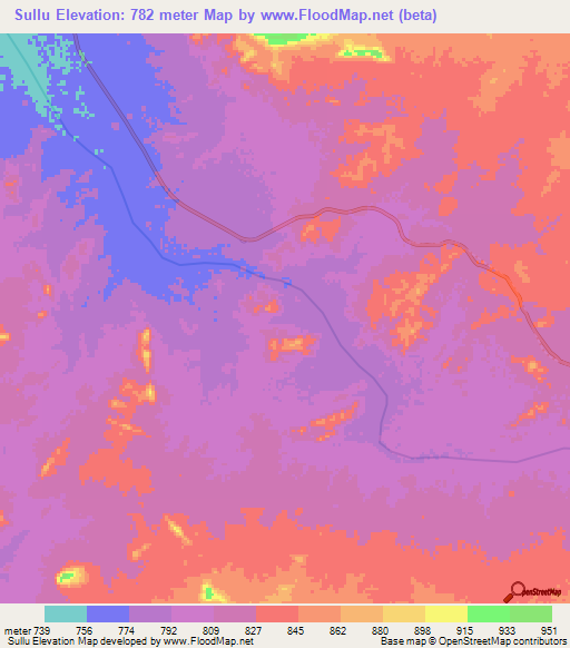 Sullu,Sudan Elevation Map