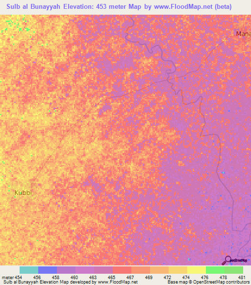 Sulb al Bunayyah,Sudan Elevation Map