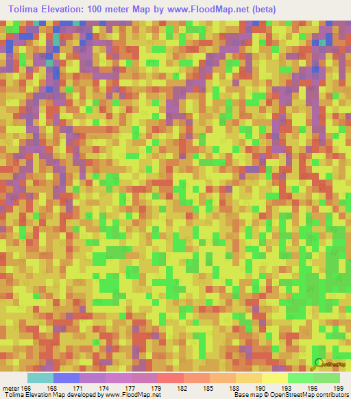 Tolima,Colombia Elevation Map