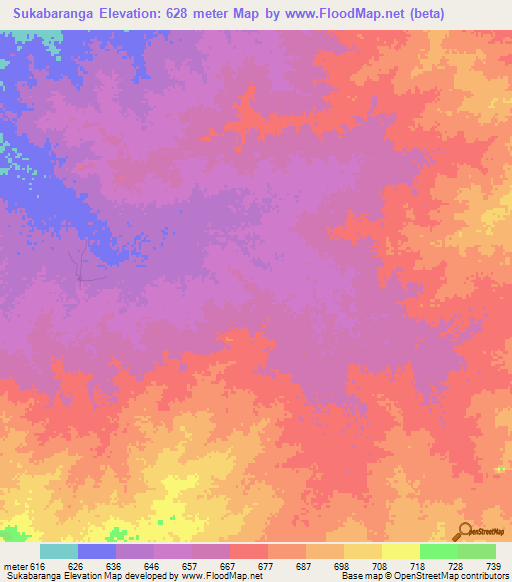 Sukabaranga,Sudan Elevation Map