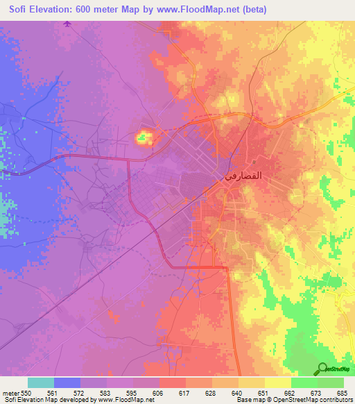 Sofi,Sudan Elevation Map