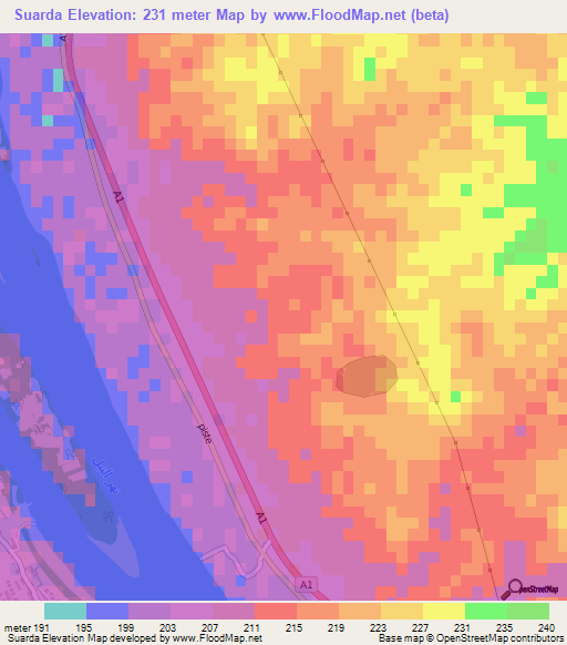 Suarda,Sudan Elevation Map