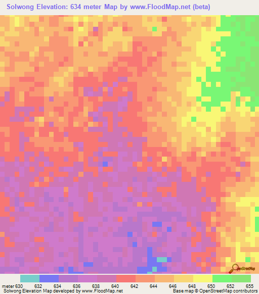 Solwong,Sudan Elevation Map