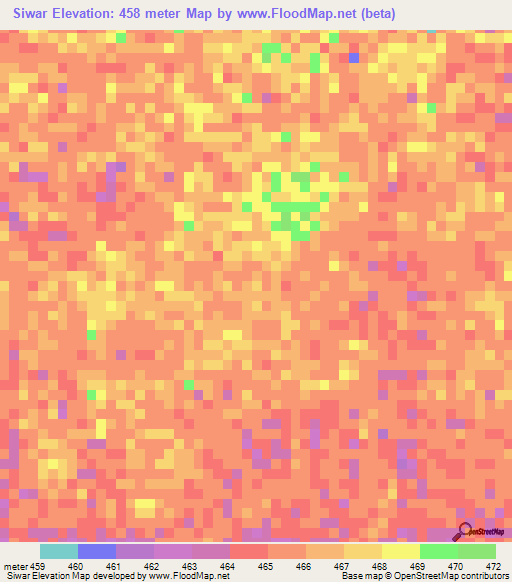 Siwar,Sudan Elevation Map