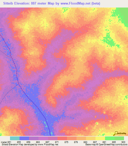 Sitteib,Sudan Elevation Map