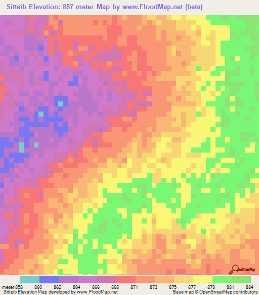 Sitteib,Sudan Elevation Map