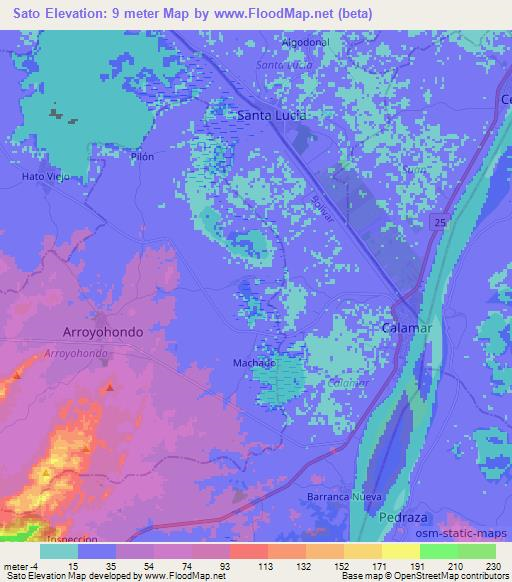 Sato,Colombia Elevation Map
