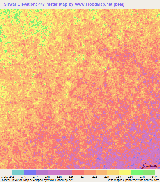 Sirwal,Sudan Elevation Map