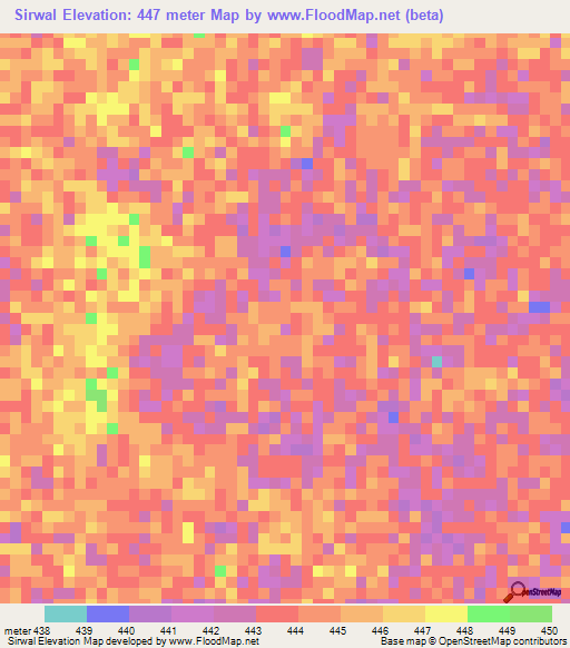 Sirwal,Sudan Elevation Map