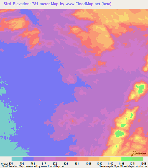 Sirri,Sudan Elevation Map