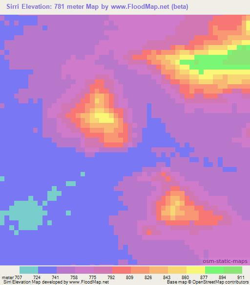 Sirri,Sudan Elevation Map