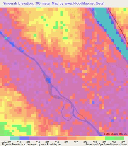 Singerab,Sudan Elevation Map