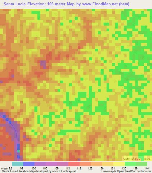 Santa Lucia,Colombia Elevation Map
