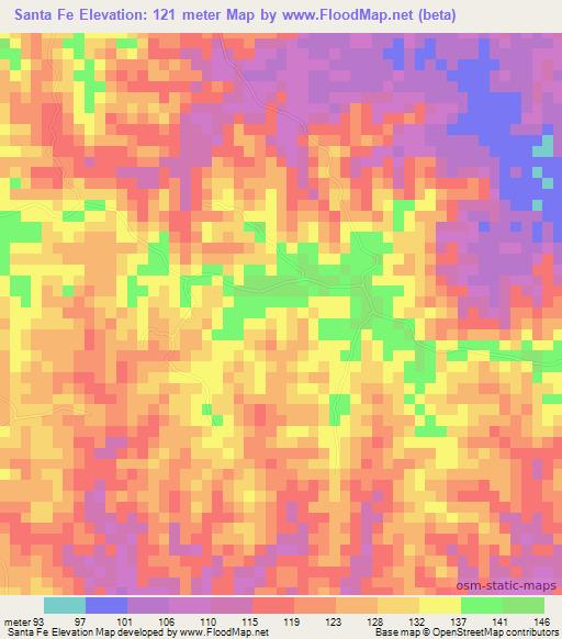 Santa Fe,Colombia Elevation Map