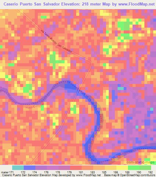 Caserio Puerto San Salvador,Colombia Elevation Map