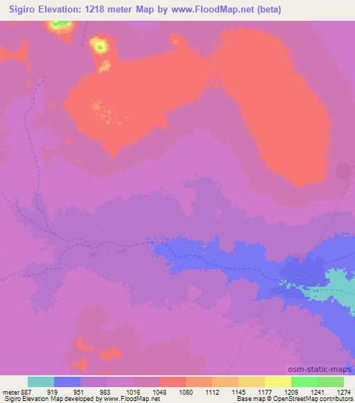 Sigiro,Sudan Elevation Map
