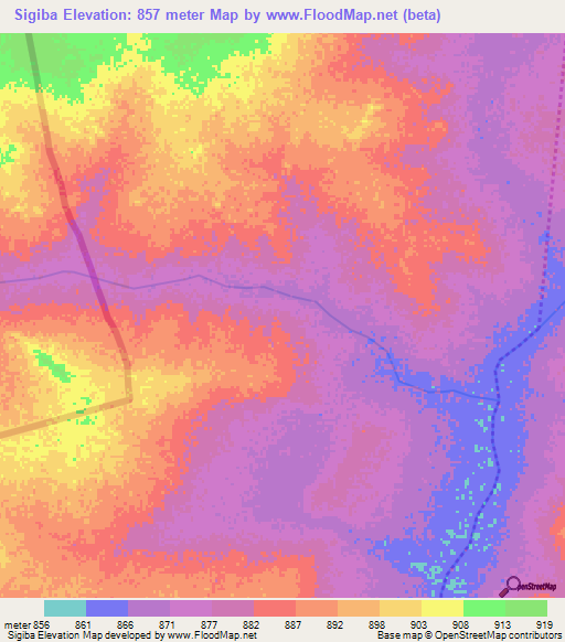 Sigiba,Sudan Elevation Map