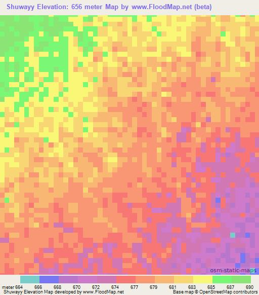 Shuwayy,Sudan Elevation Map