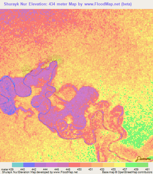 Shurayk Nur,Sudan Elevation Map