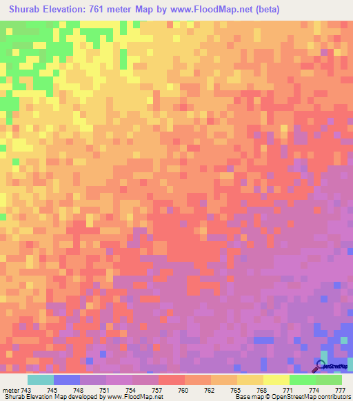 Shurab,Sudan Elevation Map