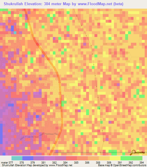 Shukrullah,Sudan Elevation Map