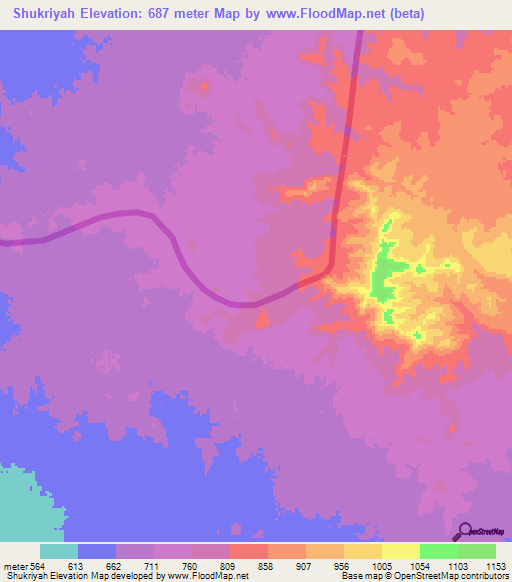 Shukriyah,Sudan Elevation Map